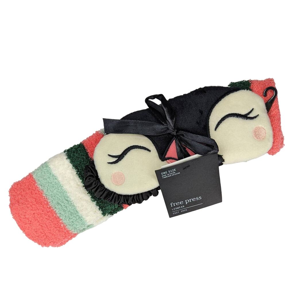 Free Press Cozy Striped Socks with Penguin Mask - Picture 2 of 8